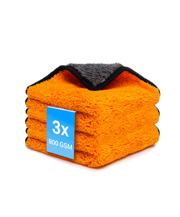 Kemes microfibre towel 800GSM orange set of 3 orange cleaning cloths, polishing cloth microfibre | 30 x 30 cm (orange, 3)