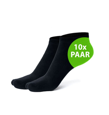 Sneaker Socken Unisex schwarz 10 Paar verschiedene Größen Sportsocken Herren/Damen 95% Baumwolle 5% Elastan