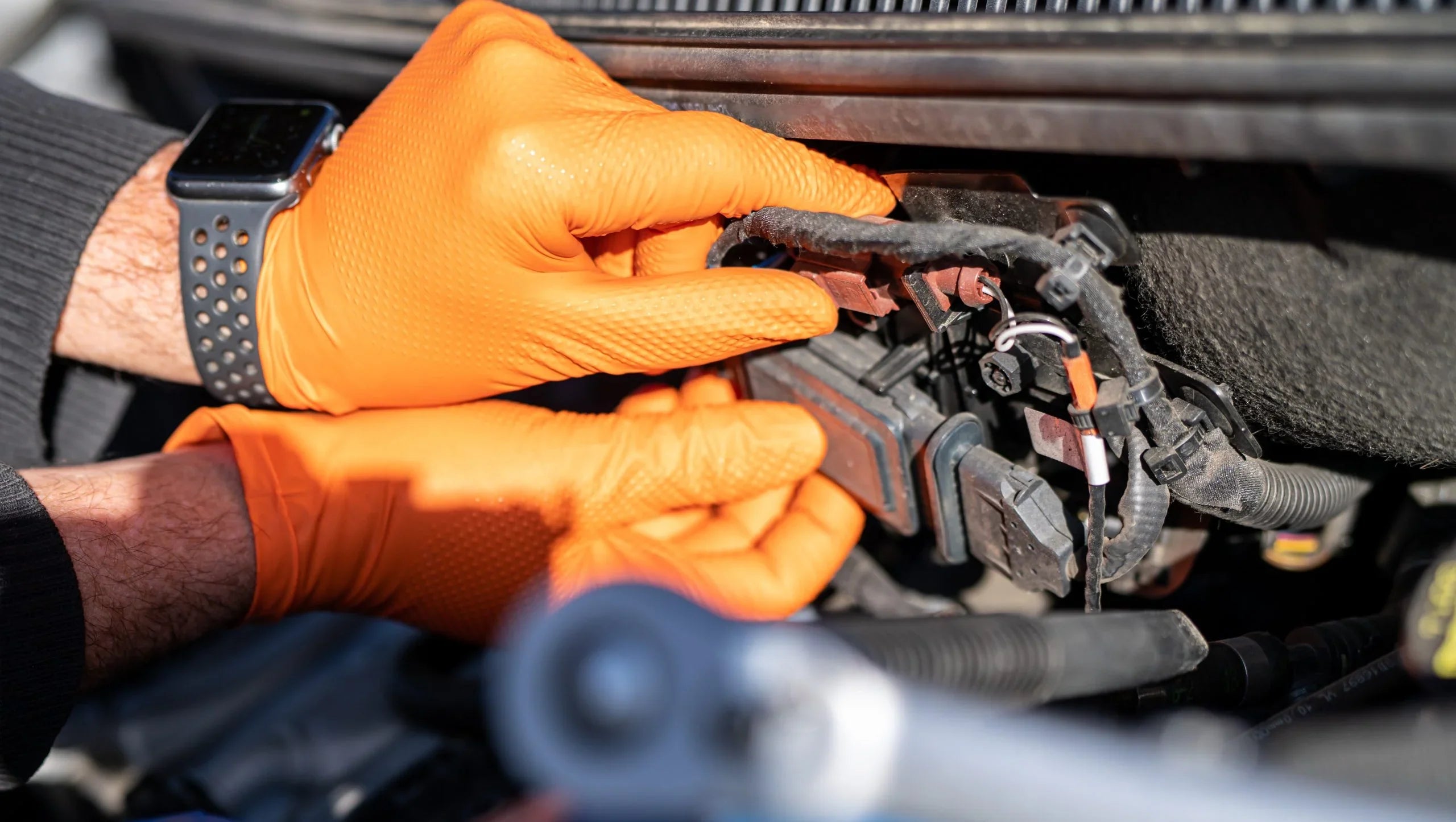 Nitrilhandschuhe Orange 2-3 x Dicker mit Diamant Textur 50 Stück