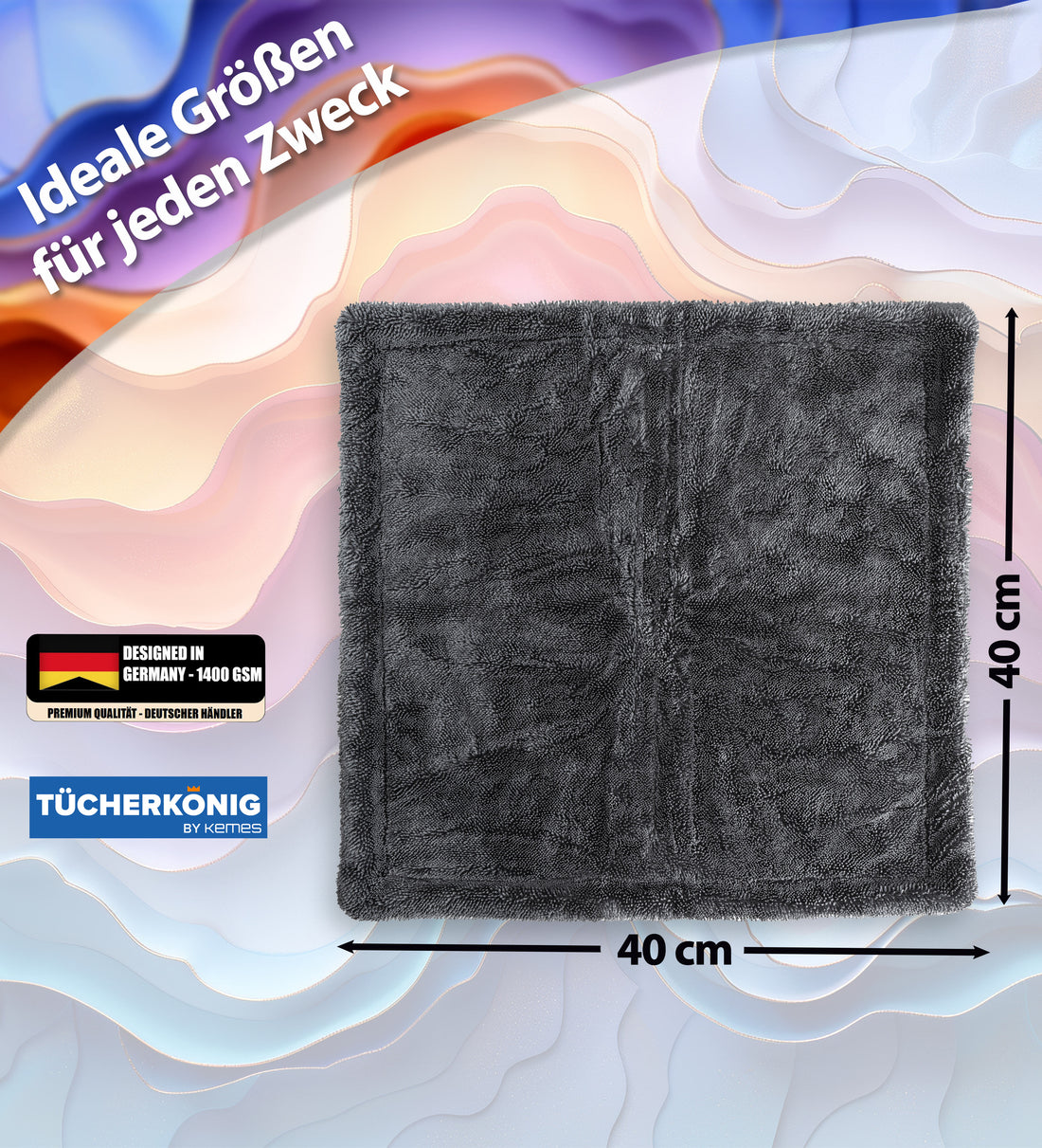 Mikrofasertuch Size S mit 1400 GSM  | 40x40 cm Grau