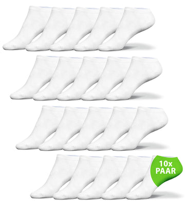 Sneaker Socken Damen weiß 10 Paar verschiedene Größen Sportsocken Herren 95% Baumwolle 5% Elastan