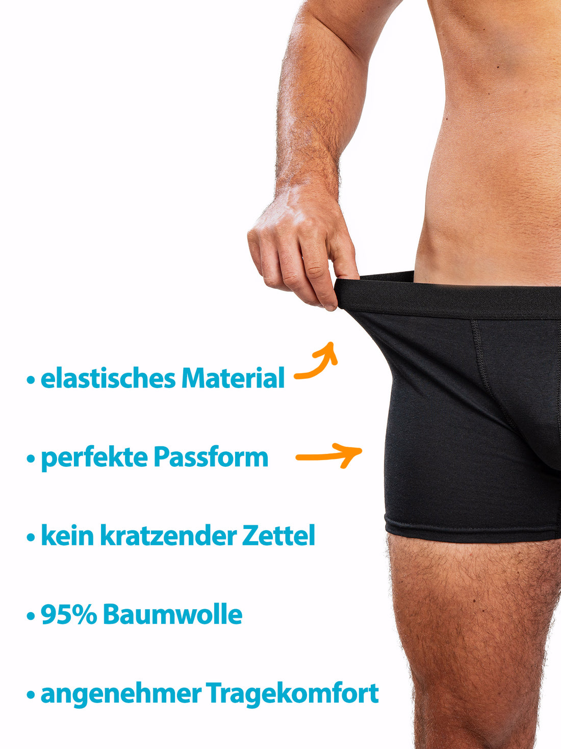 Boxershorts Herren Schwarz 95% Baumwolle 5% Elasthan ÖKO-TEX-100