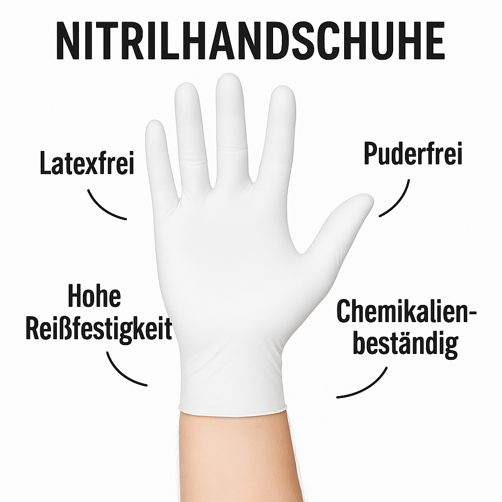 Nitrilhandschuhe Weiß – Medizinische Nitril Einmalhandschuhe, Puderfrei & Latexfrei (100 Stück)