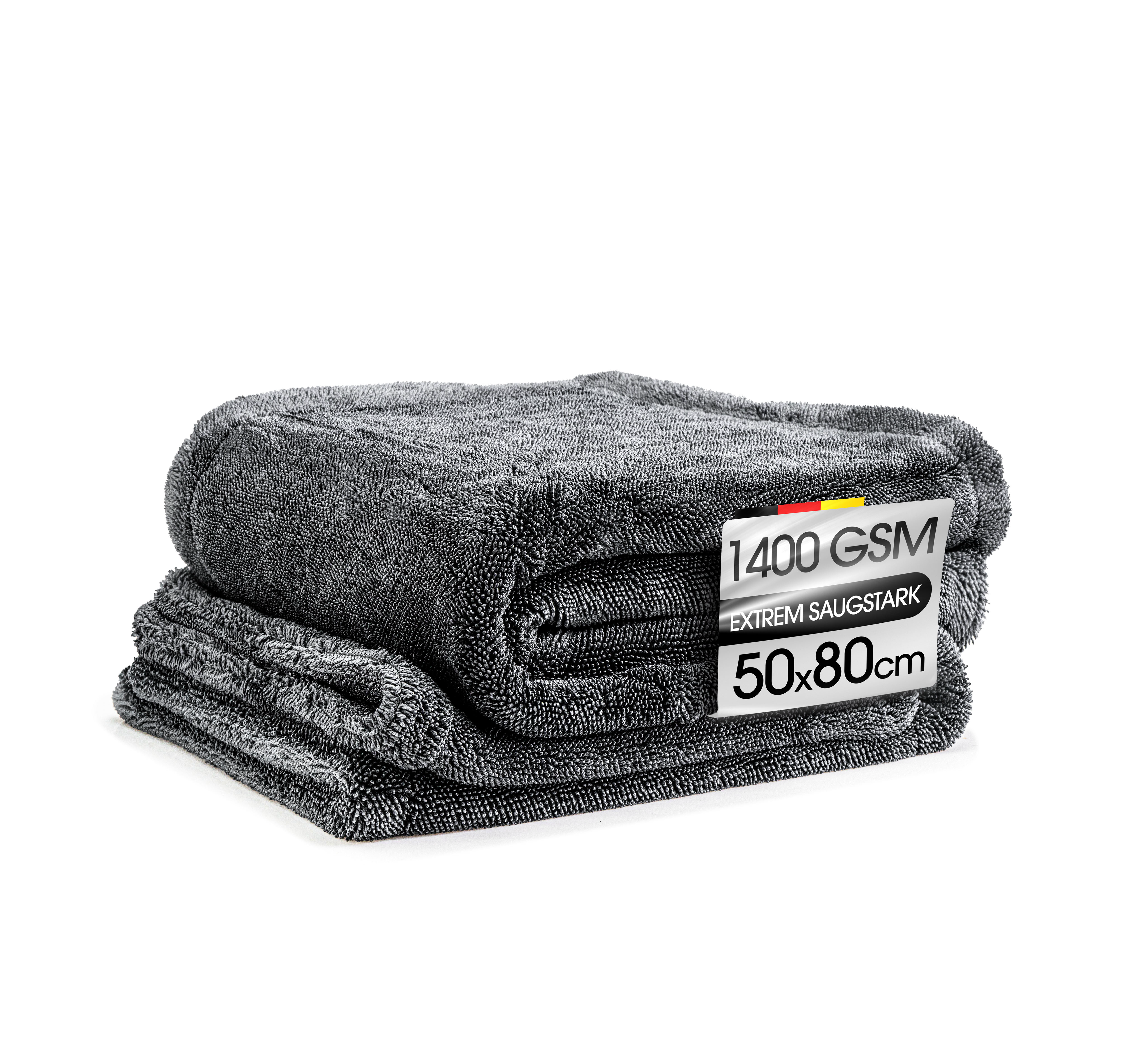 Microfiber Cloth XXL Grey – 1400 GSM Premium Drying Cloth, Extremely Absorbent & Lint-Free