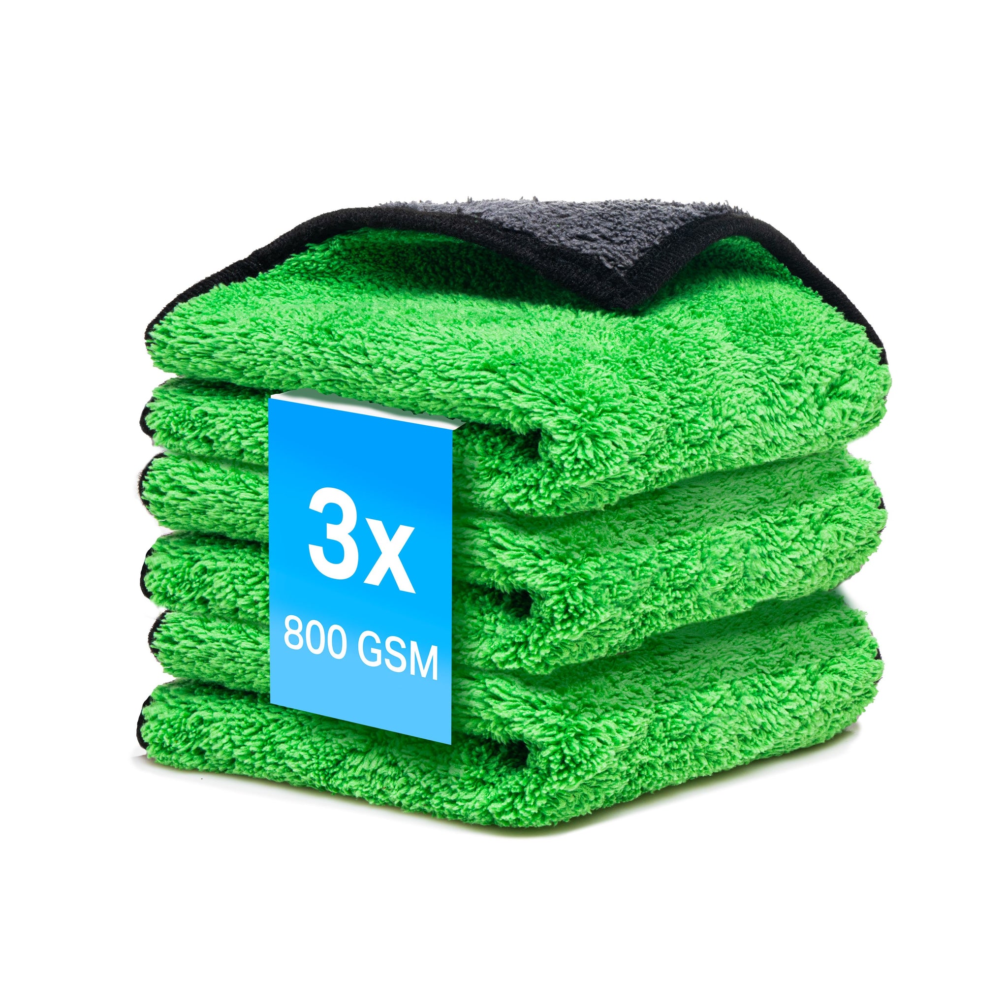 Kemes Mikrofaserhandtuch 800GSM Grün Set 3x Stück grüne Reinigungstücher Poliertuch Microfaser | 30 x30 cm (Grün, 3)
