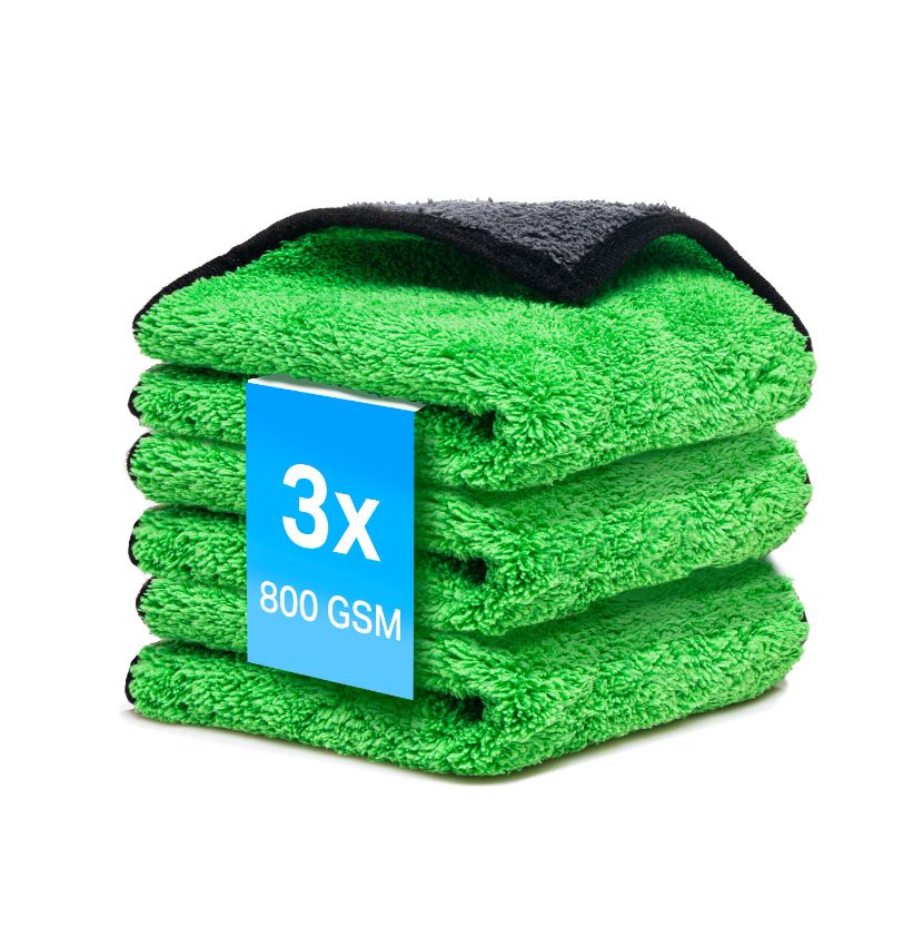 3 x Mikrofasertuch GRÜN 800 GSM
