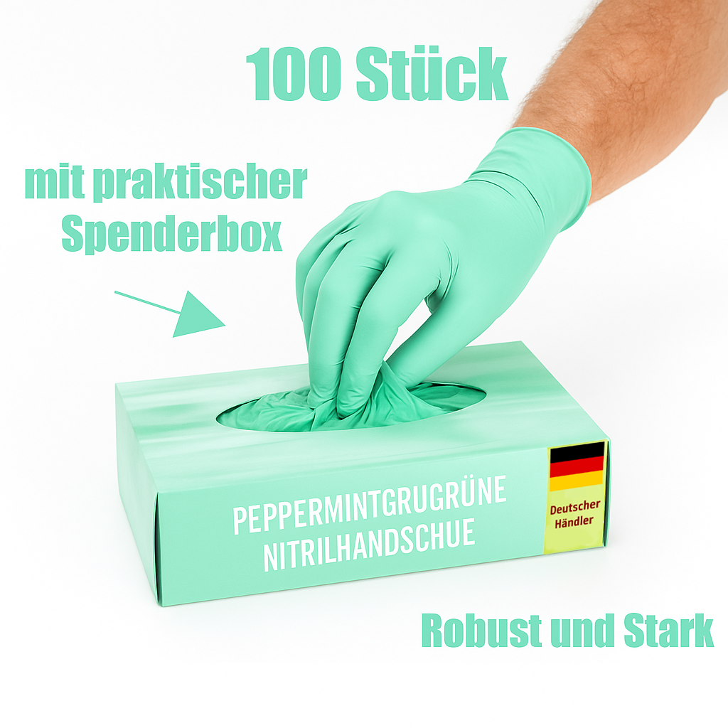 Pfefferminz Version Gummihandschuhe extra stark verschiedene Farben Einweghandschuhe Einmalhandschuhe  Nitrilhandschuhe Latexfrei Puderfrei Plastikhandschuh