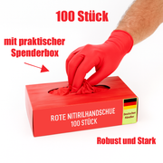 Nitrilhandschuhe Rot – Puderfreie Nitril Einmalhandschuhe, Reißfest & Latexfrei (100 Stück)