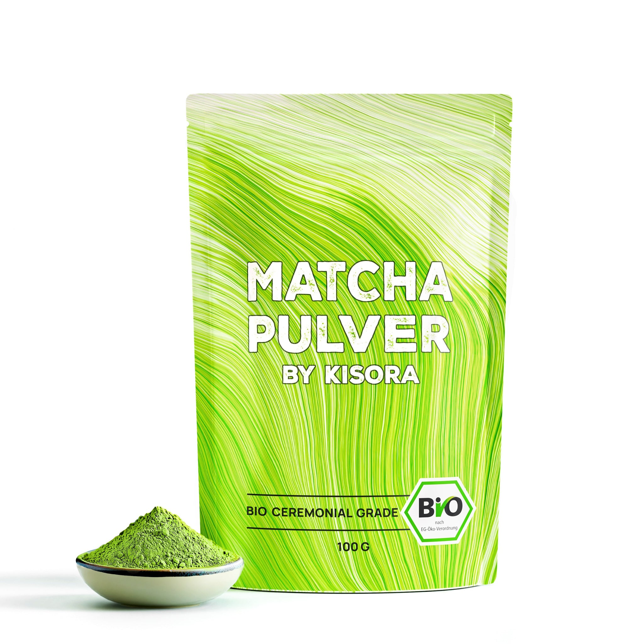 Ceremonial Matcha BIO Qualität 100g Grüntee 100% Organic Grüntee Machta Pulver Marke: Matcha Pulver by KISORA