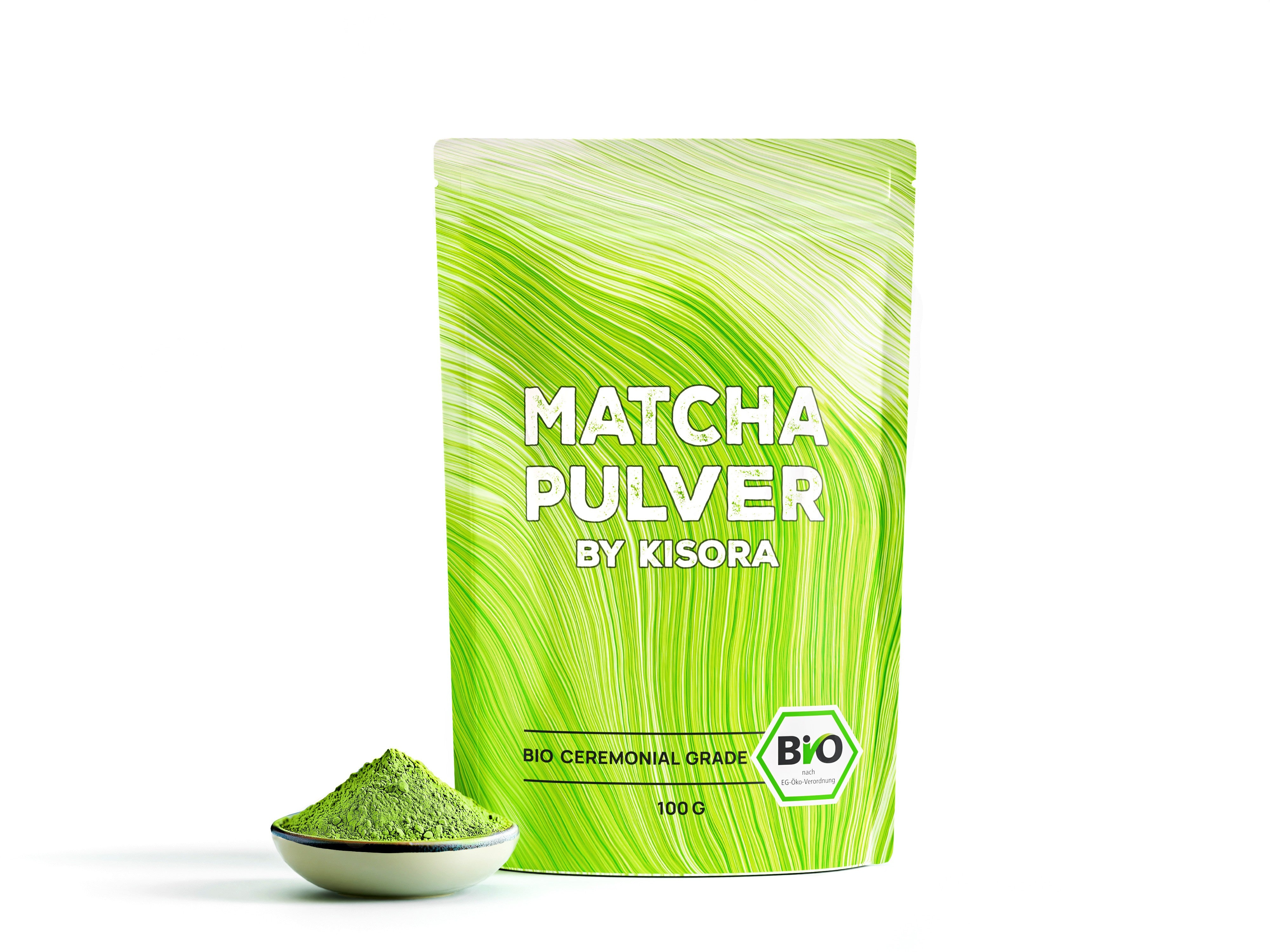 Ceremonial Matcha BIO – 100 g Premium Grüntee Pulver aus China, 100 % Organic Matcha, Marke KISORA