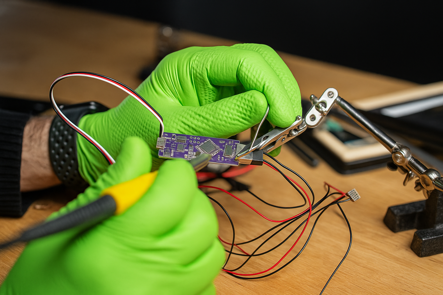 Green nitrile gloves, 2-3 times thicker with diamond texture, 50 pieces 